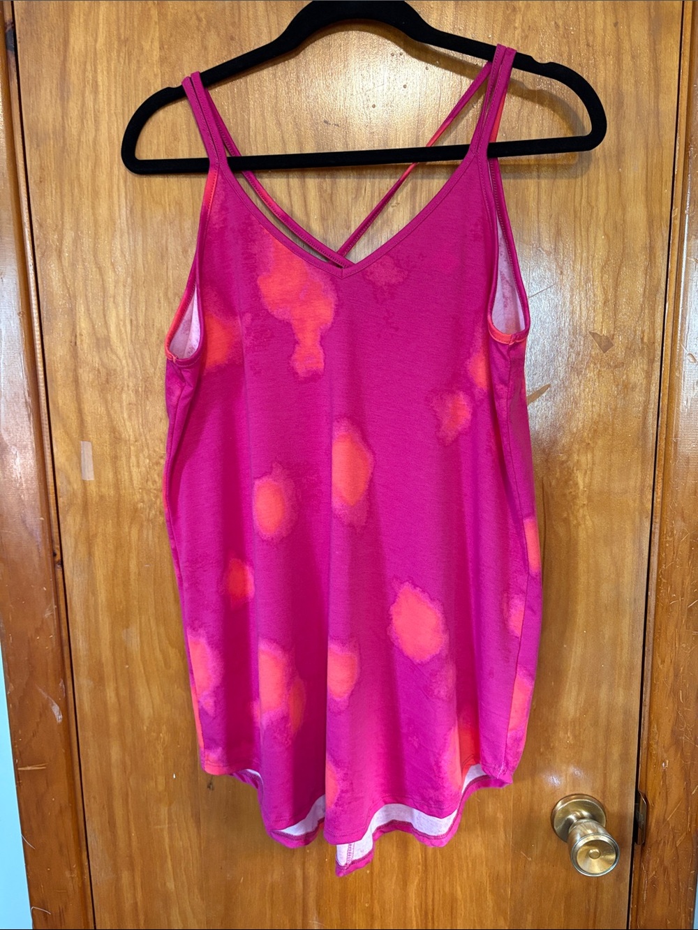 LuLaRoe Hot Pink and Orange Tie-Dye V-Neck Tank Top - Size XS